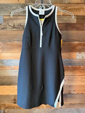 NWT Sage Activewear Black with White Trim Dress Small Built-In Short Sz. S
